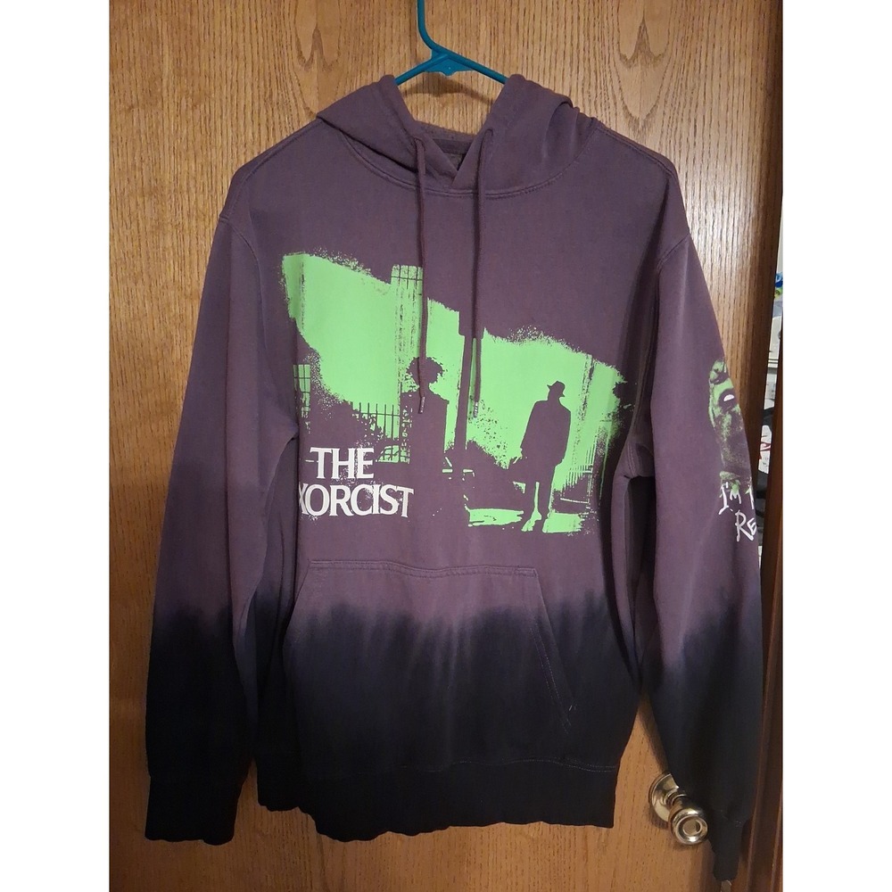 The Exorcist Movie Graphic Pullover Hoodie Men's Medium Purple Black Green